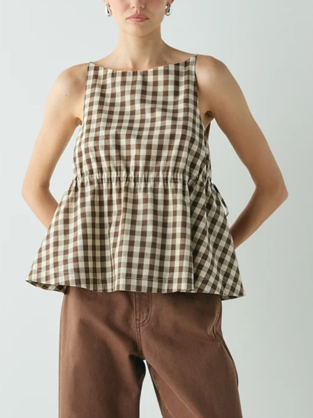 VRG Girl INDI TOP BROWN CHECK